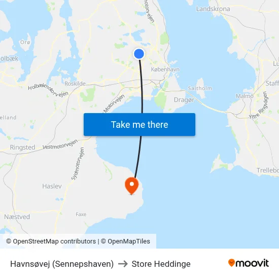 Havnsøvej (Sennepshaven) to Store Heddinge map