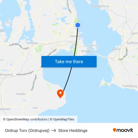 Ordrup Torv (Ordrupvej) to Store Heddinge map
