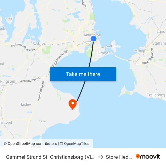 Gammel Strand St. Christiansborg (Vindebrogade) to Store Heddinge map