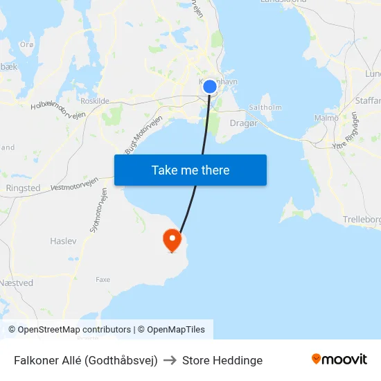 Falkoner Allé (Godthåbsvej) to Store Heddinge map