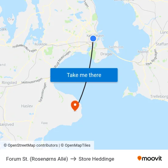Forum St. (Rosenørns Allé) to Store Heddinge map