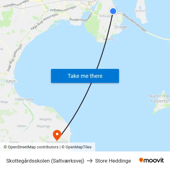 Skottegårdsskolen (Saltværksvej) to Store Heddinge map