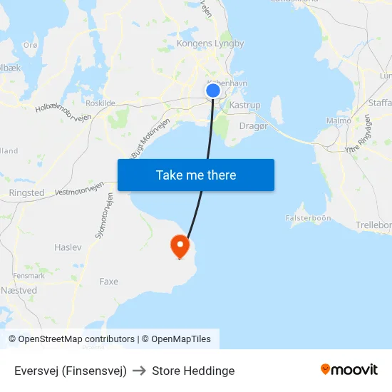 Eversvej (Finsensvej) to Store Heddinge map