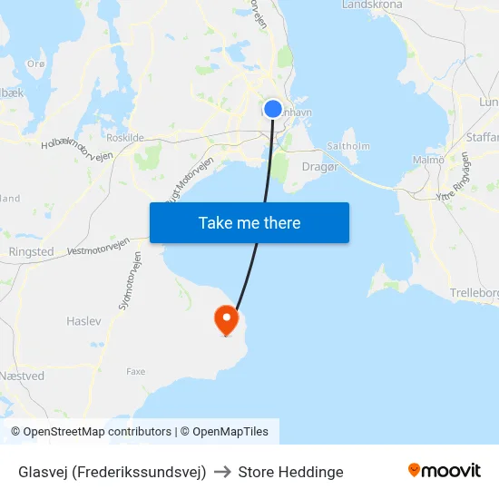 Glasvej (Frederikssundsvej) to Store Heddinge map