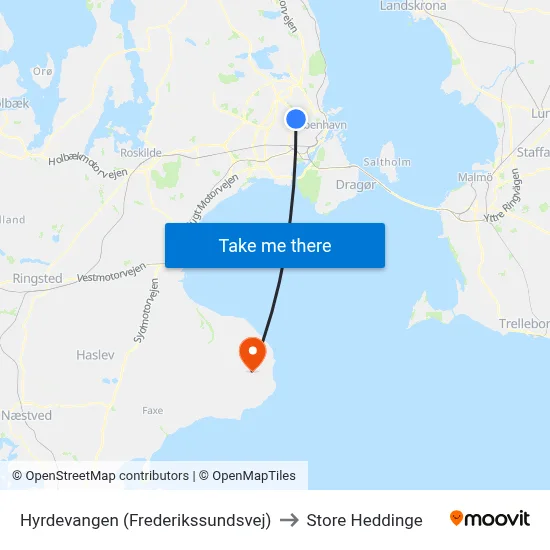 Hyrdevangen (Frederikssundsvej) to Store Heddinge map