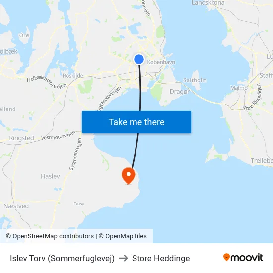 Islev Torv (Sommerfuglevej) to Store Heddinge map