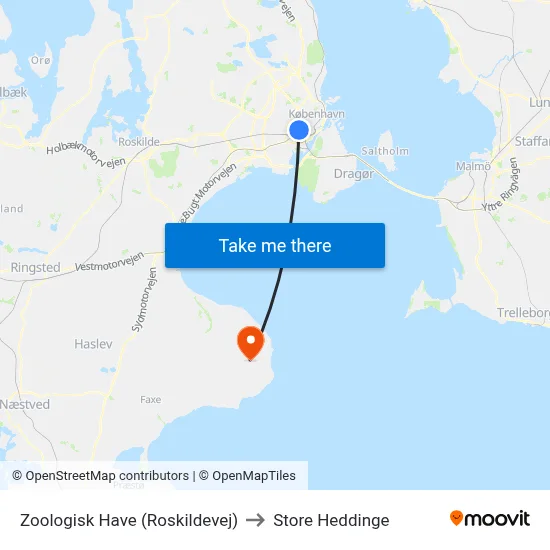 Zoologisk Have (Roskildevej) to Store Heddinge map