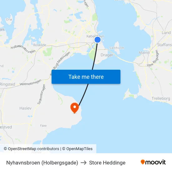 Nyhavnsbroen (Holbergsgade) to Store Heddinge map