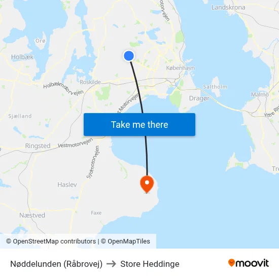 Nøddelunden (Råbrovej) to Store Heddinge map