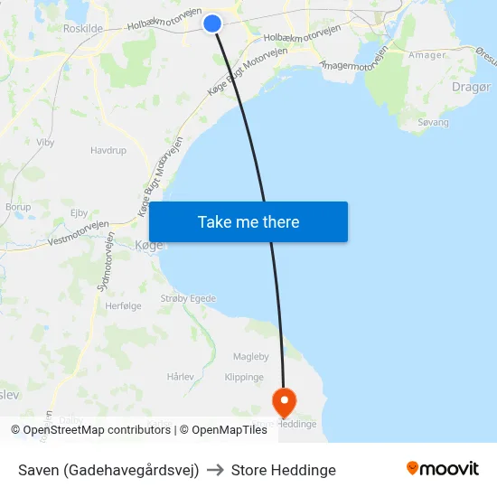 Saven (Gadehavegårdsvej) to Store Heddinge map