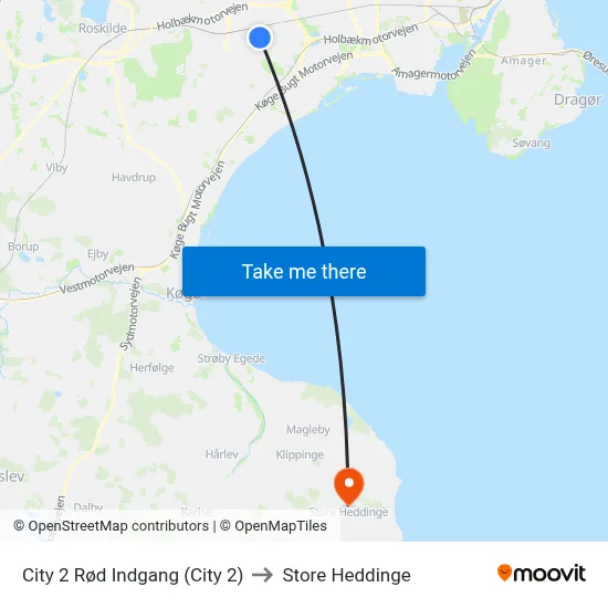 City 2 Rød Indgang (City 2) to Store Heddinge map
