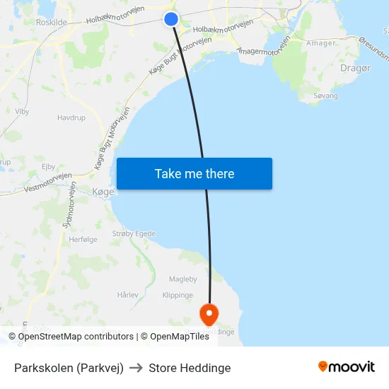 Parkskolen (Parkvej) to Store Heddinge map