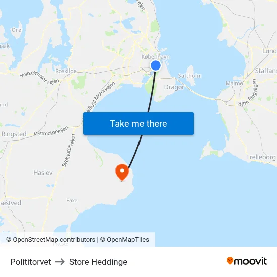 Polititorvet to Store Heddinge map