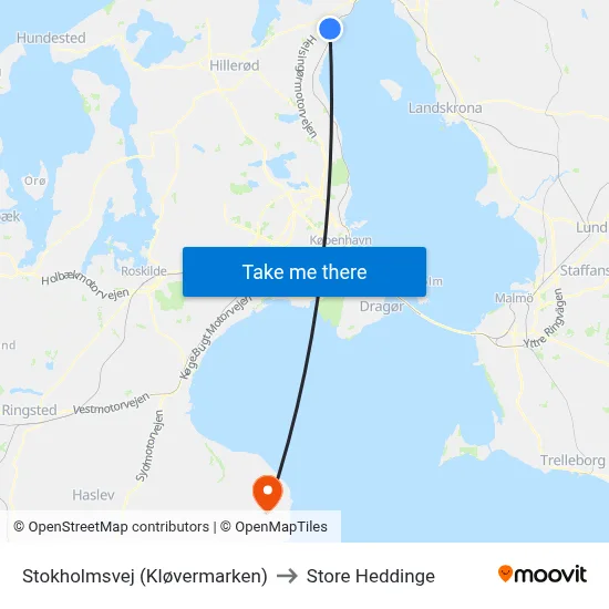 Stokholmsvej (Kløvermarken) to Store Heddinge map