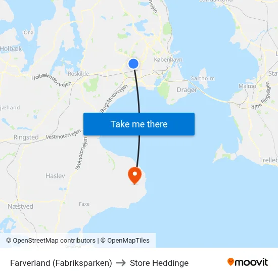 Farverland (Fabriksparken) to Store Heddinge map