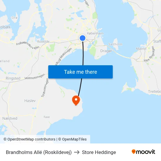 Brandholms Allé (Roskildevej) to Store Heddinge map