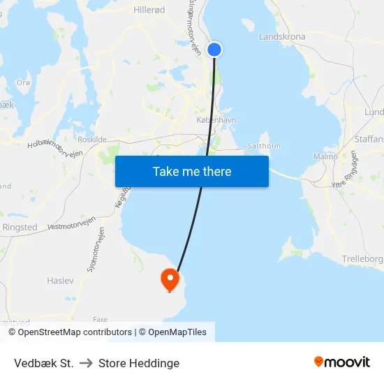 Vedbæk St. to Store Heddinge map