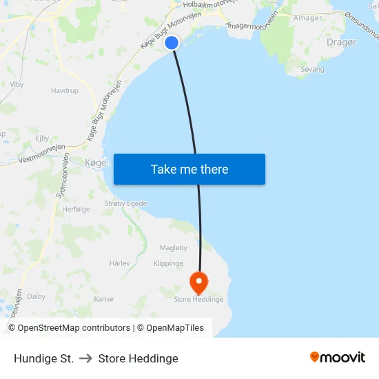 Hundige St. to Store Heddinge map