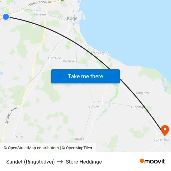 Sandet (Ringstedvej) to Store Heddinge map