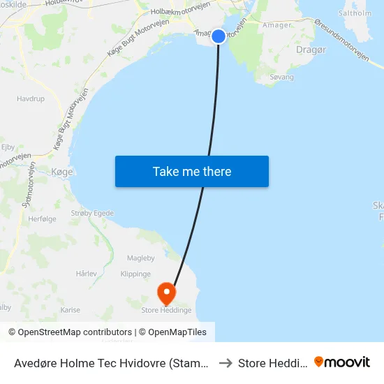 Avedøre Holme Tec Hvidovre (Stamholmen) to Store Heddinge map
