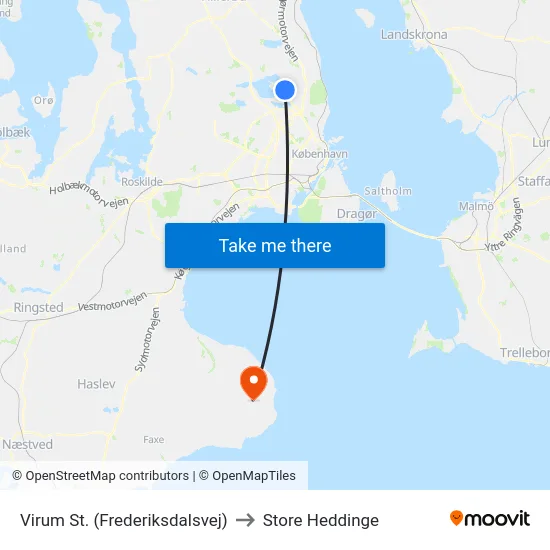 Virum St. (Frederiksdalsvej) to Store Heddinge map