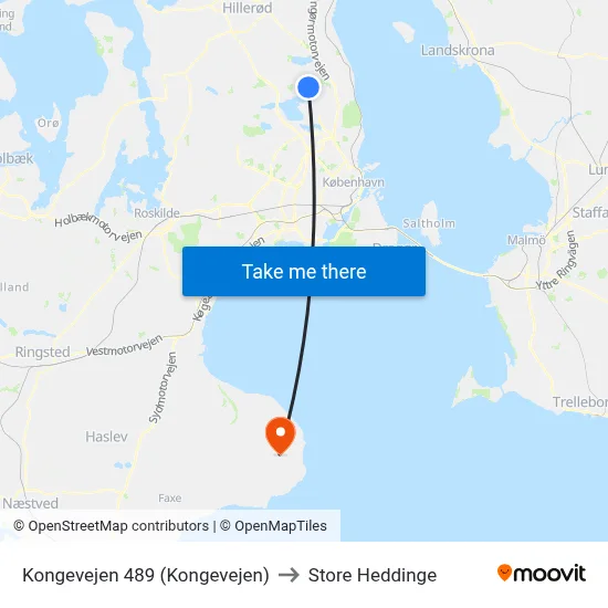 Kongevejen 489 (Kongevejen) to Store Heddinge map