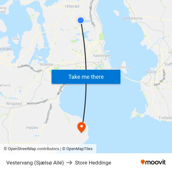 Vestervang (Sjælsø Allé) to Store Heddinge map