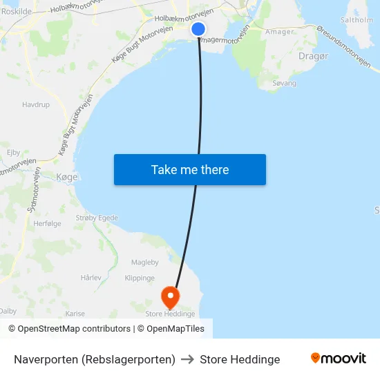 Naverporten (Rebslagerporten) to Store Heddinge map