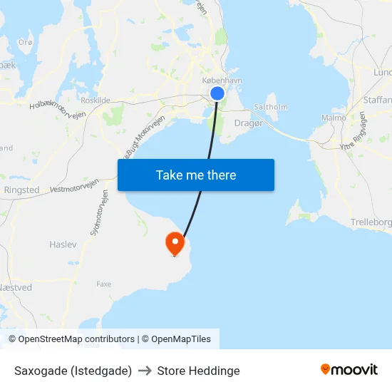 Saxogade (Istedgade) to Store Heddinge map