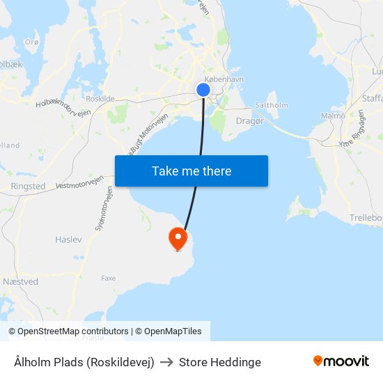 Ålholm Plads (Roskildevej) to Store Heddinge map