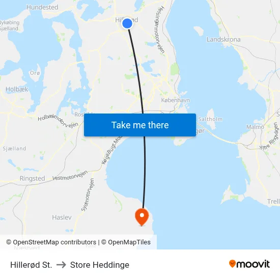 Hillerød St. to Store Heddinge map