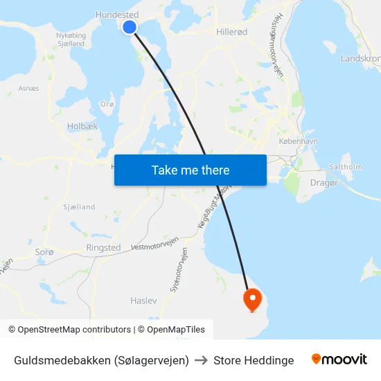 Guldsmedebakken (Sølagervejen) to Store Heddinge map