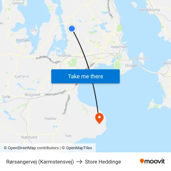 Rørsangervej (Karmstensvej) to Store Heddinge map