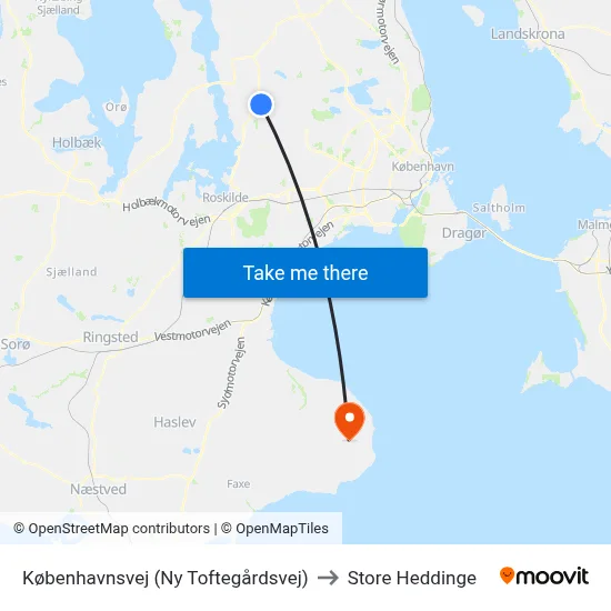 Københavnsvej (Ny Toftegårdsvej) to Store Heddinge map