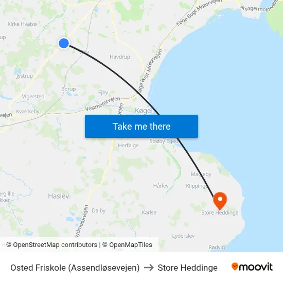 Osted Friskole (Assendløsevejen) to Store Heddinge map