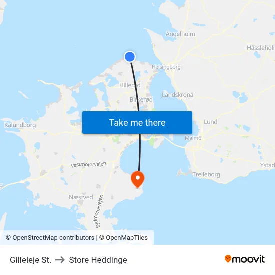 Gilleleje St. to Store Heddinge map