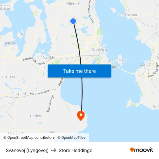 Svanevej (Lyngevej) to Store Heddinge map