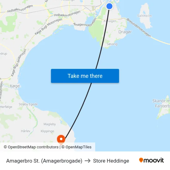 Amagerbro St. (Amagerbrogade) to Store Heddinge map