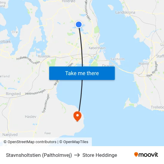 Stavnsholtstien (Paltholmvej) to Store Heddinge map