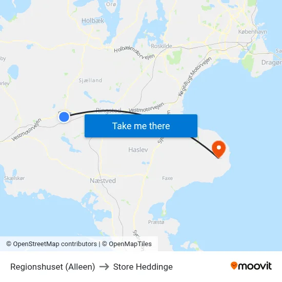Regionshuset (Alleen) to Store Heddinge map