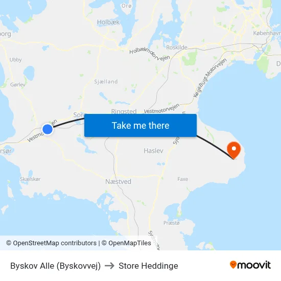 Byskov Alle (Byskovvej) to Store Heddinge map