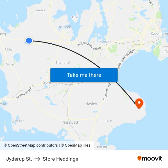 Jyderup St. to Store Heddinge map