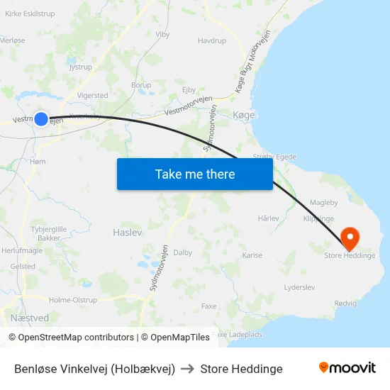 Benløse Vinkelvej (Holbækvej) to Store Heddinge map