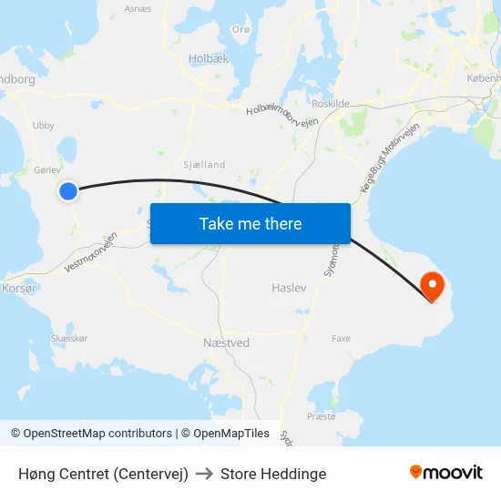 Høng Centret (Centervej) to Store Heddinge map