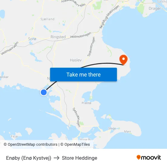 Enøby (Enø Kystvej) to Store Heddinge map