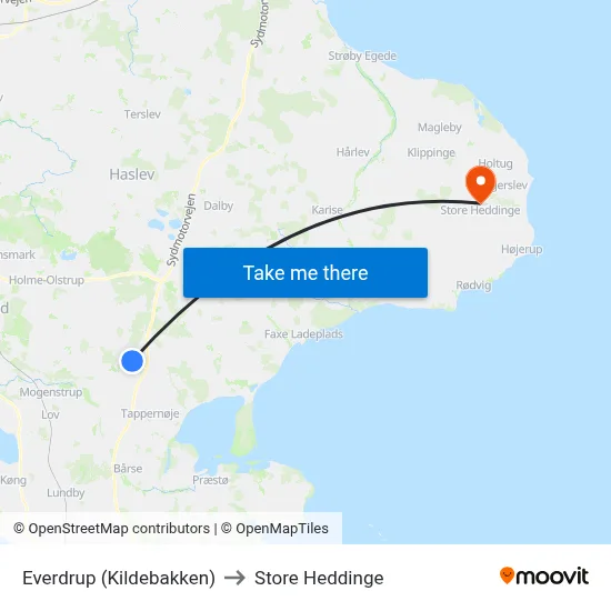 Everdrup (Kildebakken) to Store Heddinge map