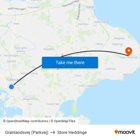Grønlandsvej (Parkvej) to Store Heddinge map