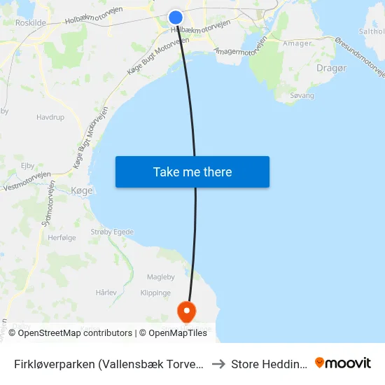 Firkløverparken (Vallensbæk Torvevej) to Store Heddinge map