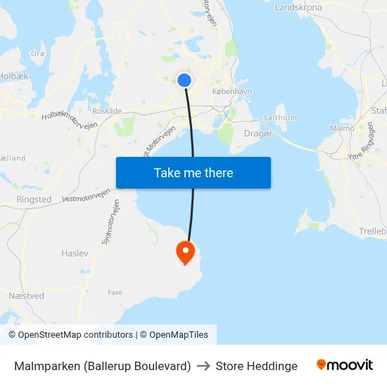 Malmparken (Ballerup Boulevard) to Store Heddinge map