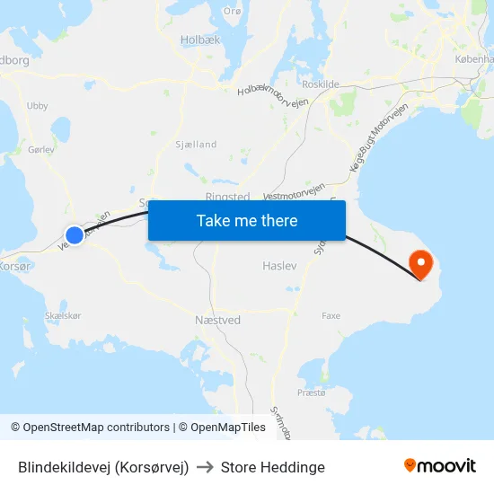 Blindekildevej (Korsørvej) to Store Heddinge map